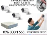 Hikvision CCTV CH 3-HD/ 1MP/Bullet  , DVR 4 Turbo